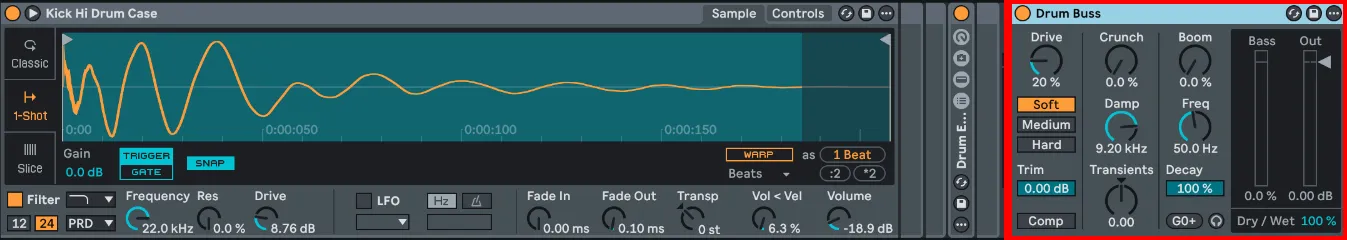 Move4Live – Drum Buss automatically added to a Drums track